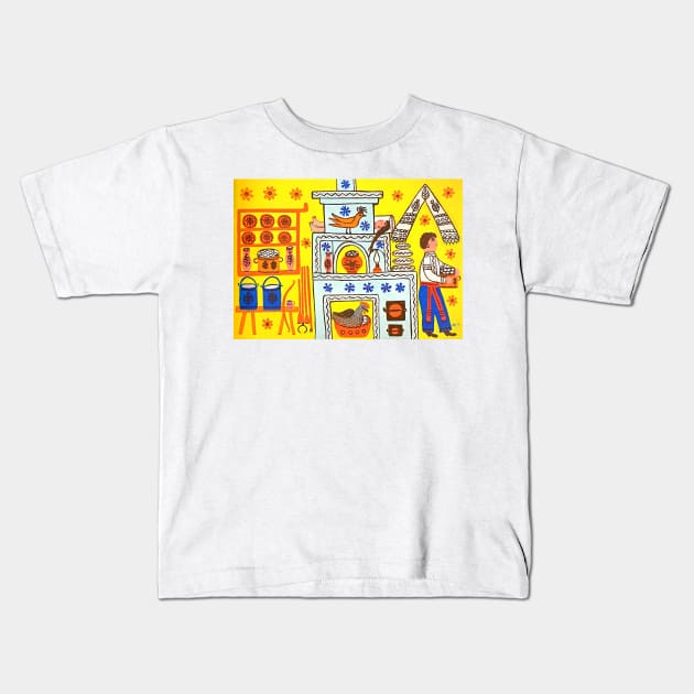 Maria Prymachenko Dumplings on the Shelf 1979 Art Print Kids T-Shirt by ZiggyPrint